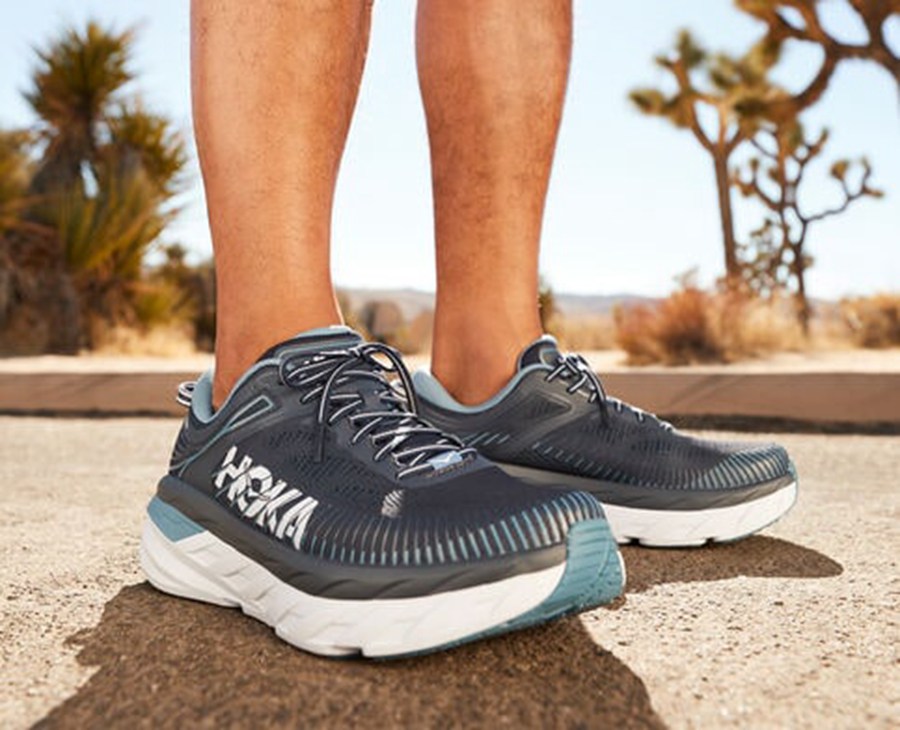Hoka One One Mens Running Shoes - Bondi 7 - Navy - VQSP82340